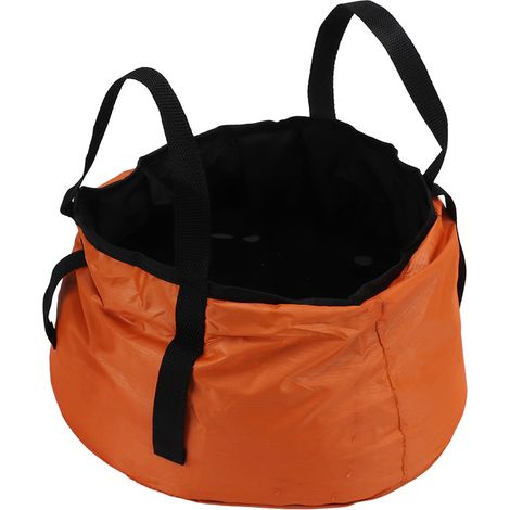 Seau pliable avec poignée, bassine portable et légère, récipient à eau pour le camping, la randonnée et la pêche (orange) (1/5)
