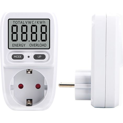 Wattmètre 230 V/16 A,Wattmètre prise compteur d'énergie, consommation d'énergie mètre Contrôleur de Consommation Electrique avec l'écran d'affichage à cristaux liquides, puissance maximum 3680W(1 pièc (1/5)