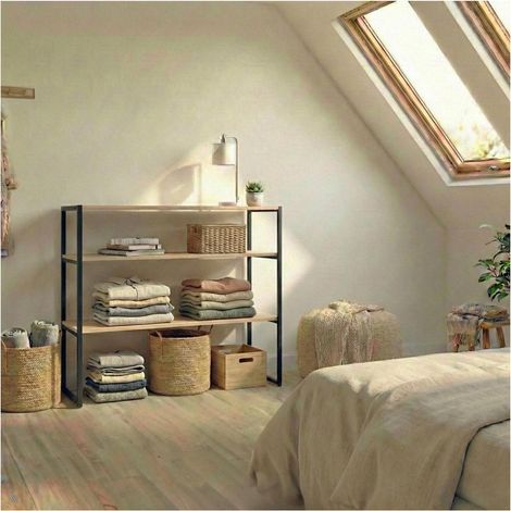 KADRA 100x85cm Dachbodenkleiderständer mit Regalen