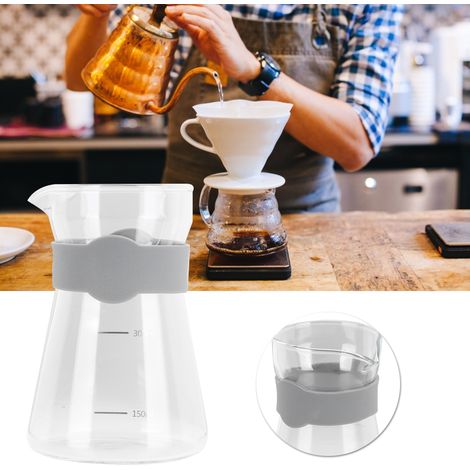 Cafetière domestique en verre borosilicate transparent avec graduations intégrées. (1/5)
