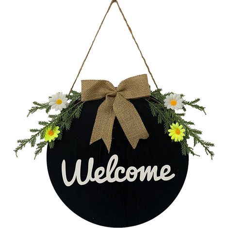 Guirlande Porte - Guirlande Accueil Bois 30 cm - Décoration Intérieure Extérieure - Pour Porte d'Entrée Cheminée Mur - 1 Pièce (1/5)