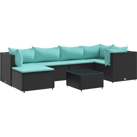 Maison Exclusive - Set Salotto da Giardino con Cuscini 7pz Nero Polyrattan (1/5)