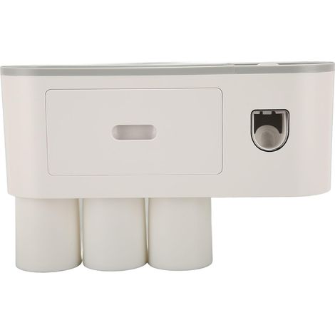 Porte-brosse à dents polyvalent avec distributeur de dentifrice, facile à installer, accessoire de salle de bain mural pour la maison (3 tasses) (1/5)