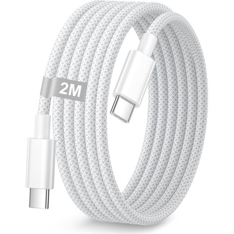 Cable USB C 2M, 60W Cable iPhone 17 16 15 Câble USB C Charge Rapide