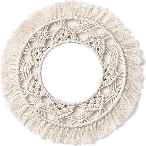 Tapisserie Murale Macramé - Ronde En Coton Naturel - Décoration Bohème Pour Salon Chambre Studio - 1 Pièce (1/5)