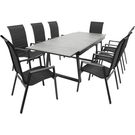 Garnitur REIMS 9-teilig, Alu + Glas + Kunstgewebe schwarz (1/5)