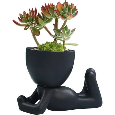 Humanoid Resin Vase Decorative Flower Pot Sculpture Planter for Garden, Office and Home Decoration - Creative Gift (A) (1/4)