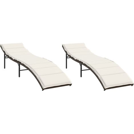 Maison Exclusive - Lettini Prendisole 2 pz con Cuscini Marrone in Polyrattan