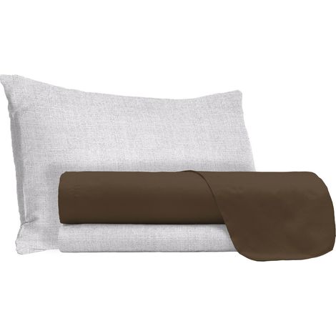Set Lenzuola Singolo Sopra Sotto e Federe in Cotone Cioccolato (1/5)
