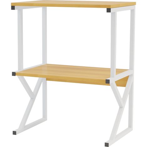 Scaffale da Scrivania Multiuso 3 Ripiani 54x37x69 cm per Stampante Ufficio in MDF Legno e Bianco