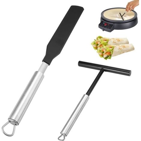 2-teiliges Crêpe-Set: Crêpe-Rechen, Crêpe-Streicher und Edelstahlspatel, T-förmiger Crêpe-Teigverteiler (1/4)
