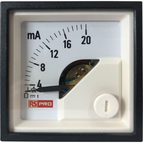 Ampèremètre analogique de panneau V c.c. RS PRO, Echelle 20 (Input)mA, 48mm x 48mm ( Prix pour 1 ) (1/3)