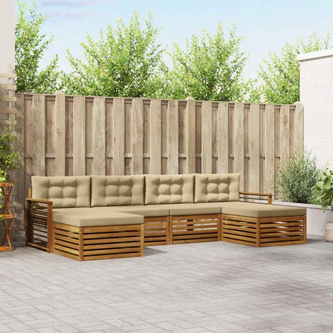 vidaXL Sofagarnituren 6 pcs Natur und Beige Massivholz Akazie (1/5)