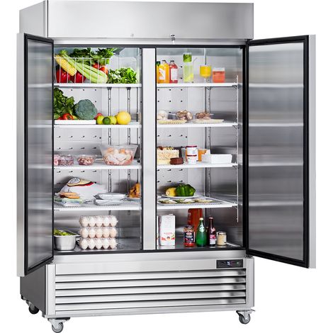 Mophorn – Réfrigérateur commercial vertical 38,83 pi³ à 2 portes – Acier inoxydable – Dégivrage automatique – Température de -2 à +8 °C