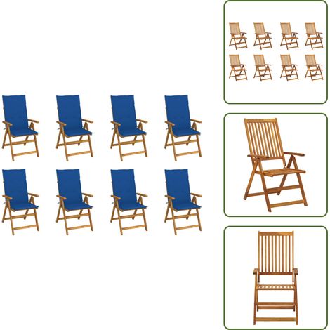 Klappbare Gartenstühle mit Kissen 8 Stk. Massivholz Akazie - Holzsessel - Gartenstuhl - Outdoor Möbel - Balkonmöbel - Esszimmerstuhl (1/5)