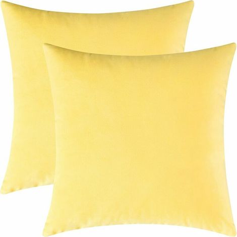 Green Mobility-Housses de coussin décoratives, housses de coussin en velours, taies d'oreiller solides pour canapé et oreillers de lit, jaune pâle, 20 x 20 pouces, lot de 2 (1/4)
