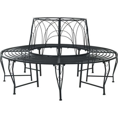 Baumbank 8-Sitzanzahl Ø 160 x 89 cm Stahl Schwarz Rund vidaXL