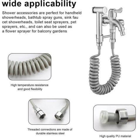 5m Douchette Wc, Acier Inoxydable Flexible Douche, Tuyau Douche, Convient aux Douchettes à Main, aux Douchettes de Robinet D'évier (1/4)