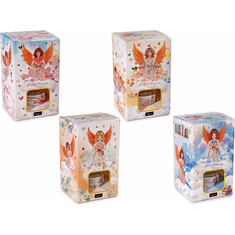 Profumatori per ambiente con diffusore 3D in carta assorbente sagomata con stampa angioletti, set da 4 pezzi, Ø 5 cm x 6,5 H (con stick14)