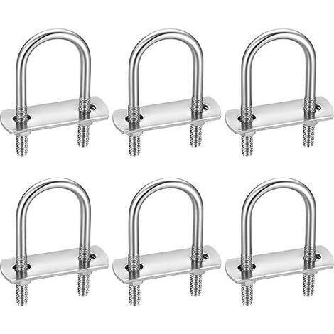 6 Pièces Boulons en U, M6 U-Bolts, Boulons de U en Acier Inoxydable avec Écrou Plaques Rondelle, Boulons de Serrage Fixation pour Fixation Tuyaus (Coins arrondis 70x25mm) (1/4)