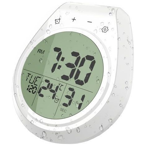 longziming -Minuteur de cuisine – Horloge de salle de bain – Thermomètre – Conception étanche – Grand écran LCD – Mesure précise – Fixation facile (1/5)