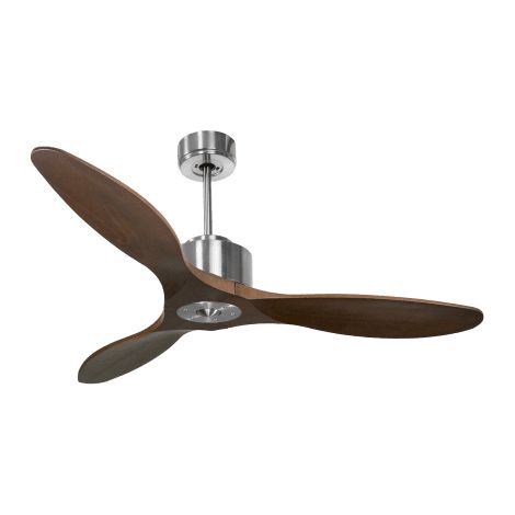 Modulo Regular Ring - Super destratificateur et ventilateur DC 132 cm Chrome pales bois sombre sans Lumière  25 à 40 m²