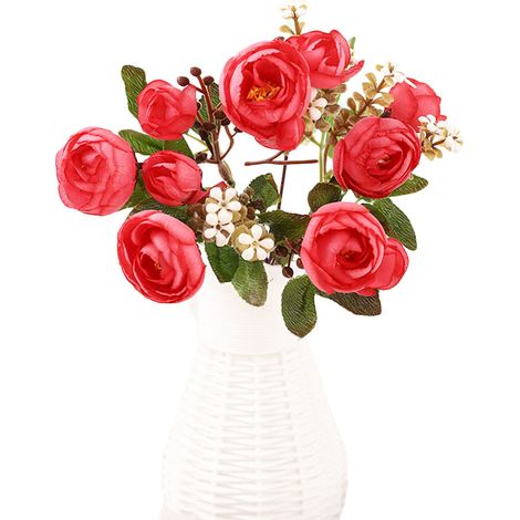 Fleur De Camélia Artificielle - Soie Réaliste Rouge - Décoration Mariage Maison Événement - Lot De 1 (1/2)