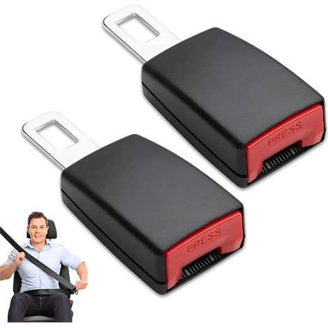 Lot de 2 rallonges de ceinture de sécurité auto - rallonge de ceinture - rallonge de ceinture de sécurité auto - rallonge de ceinture de sécurité universelle - 12 cm - ABS - Noir (1/5)