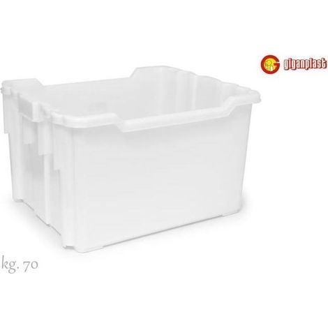 Giganplast GPS455320 Strong Cesta Trasporto 60x50x36 cm HDPE uso alimentare portata 70 Kg sovrapponibile colore Bianco