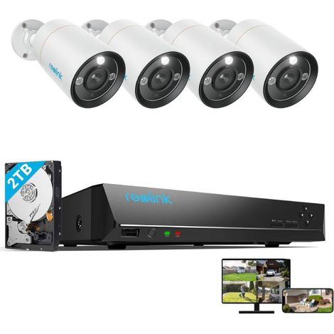 Reolink 12MP Überwachungskamera Set Outdoor, 4X 12MP PoE Bullet Überwachungskamera+8CH 2TB HDD NVR, Personen-/Fahrzeugerkennung, 30m Nachtsicht, 24/7 Schutz (1/5)