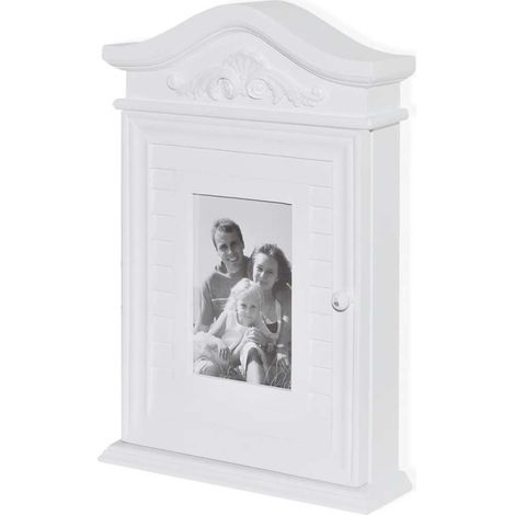 vidaXL Armadietto per Chiavi con Cornice Foto Bianco (1/5)