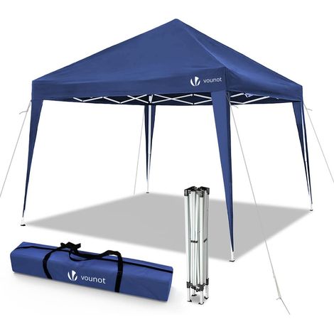 Tonnelle de Jardin 3x3m Pliable Tente Pliante de Jardin Rapide à Installer Auvent Pliable pour Camping Festival Plage Jardins Inclus Sac de Transport et Sac de Sable Bleu (1/5)