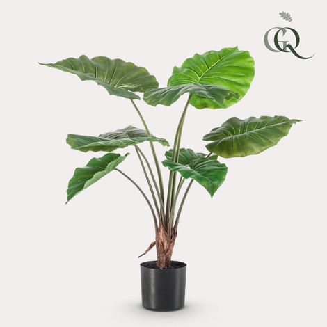 Alocasia Artificielle Oreille d'Éléphant Plante Verte Décoration Intérieure 70 cm - PANGIVO (1/5)