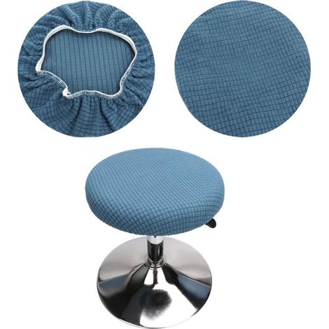 Fodera per sgabello rotondo 30-40 cm, elastica, lavabile, di facile manutenzione, morbida e resistente per pouf rotondi o quadrati (1 pezzo, blu) (1/5)