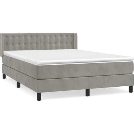 Maison Exclusive - Cama box spring con colchón terciopelo gris cl (1/5)