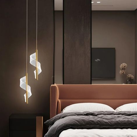Suspension en acrylique transparent à 2 têtes, ampoule LED dimmable, hauteur réglable, plafonnier moderne pour îlot de cuisine, salle à manger, salon, chambre, doré (1/4)