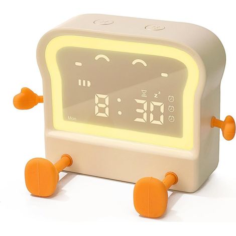 Réveil rechargeable USB pour enfants, veilleuse, fonction snooze, luminosité réglable, petit réveil de chevet pour enfants et adolescents (1/5)