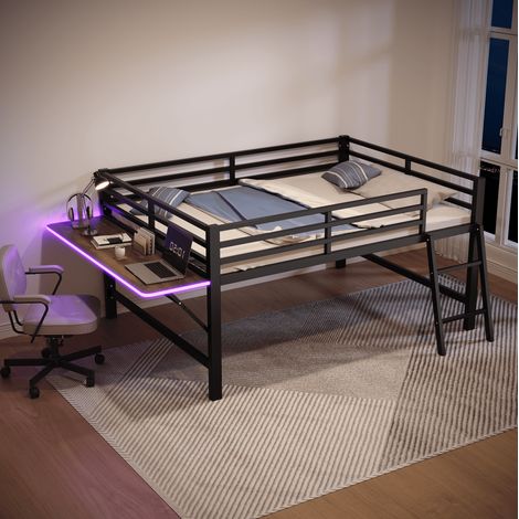 struttura letto 140x200 scrivania pieghevole LED HAVRYA (1/5)