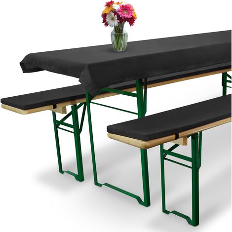 Beautissu Bierbankauflage Comfort XS gepolstert Tischdecke Anthrazit, Ø70x220 cm