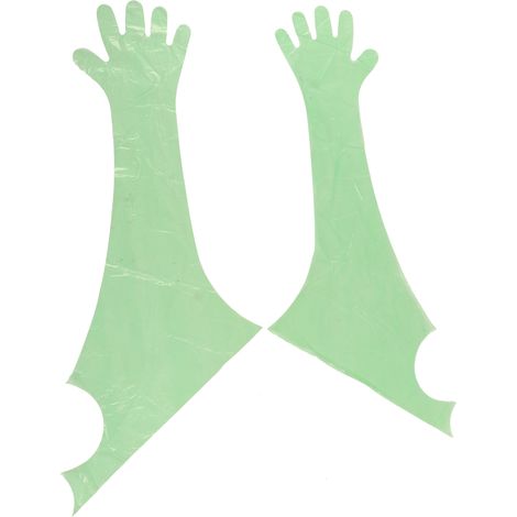 50 Stück Einweg-Langarmhandschuhe aus PE, grün, für tierärztliche Untersuchungen und künstliche Besamung bei Tieren (1/5)