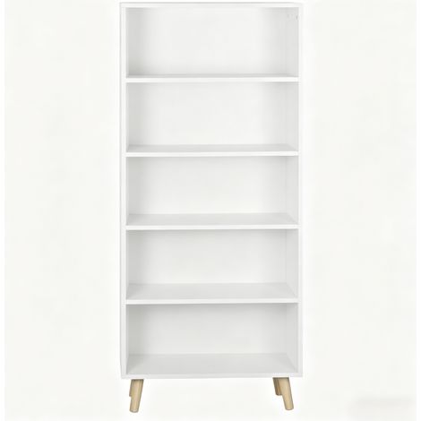 Libreria bianca da terra con 5 scomparti, 60 x 24 x 144 cm (1/5)