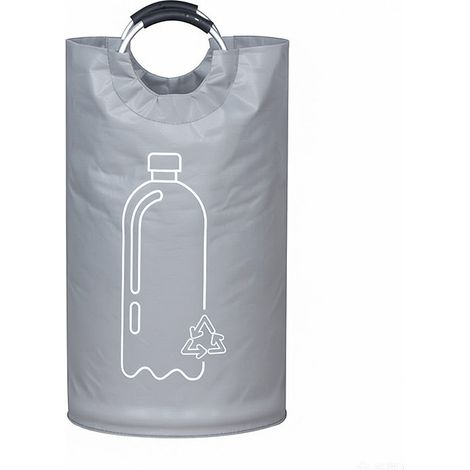 Grand panier de rangement pour bouteilles vides avec poignée en aluminium, bac de recyclage pliable de 82 L (1/5)