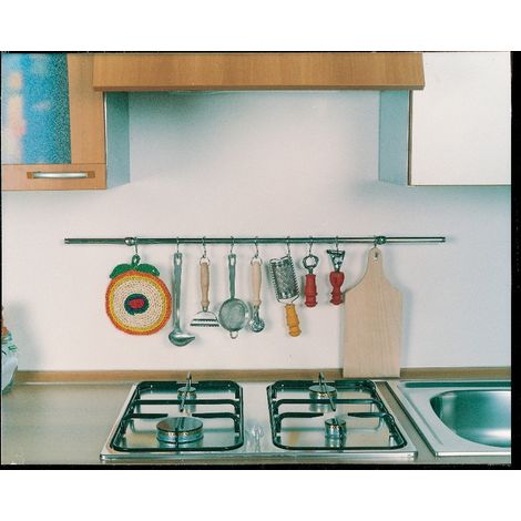 kit sous-plan en acier nickelA satinA 100 cm avec crochets de cuisine (1/3)