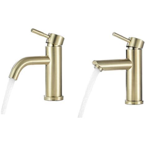 FOREHILL Waschtischarmatur, Warm- und Kaltwasserarmatur, gebürstetes Gold - A1 (1/4)