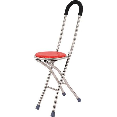 Canne de voyage et chaise combinées pour l'extérieur, siège pliant en acier inoxydable réglable en hauteur (1/5)
