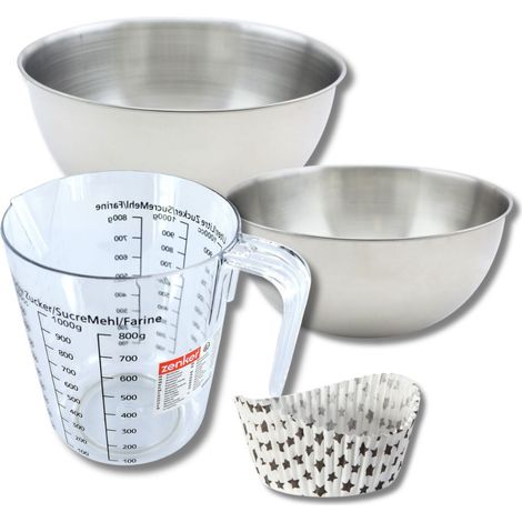 Set pâtisserie avec 50 moules à muffins étoiles en papier, 2 bols à mixer, verre mesureur et spatule Zenker (1/5)