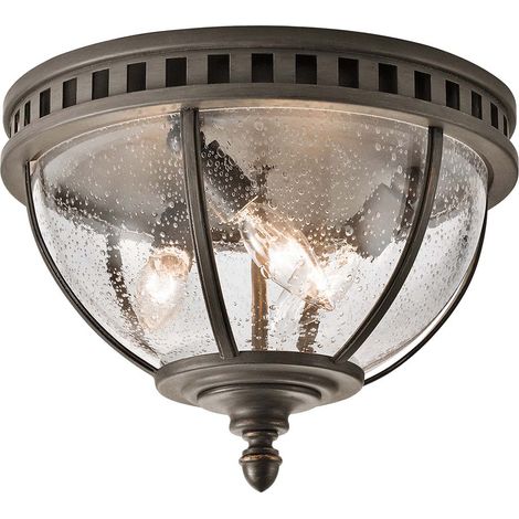 Plafoniera lampada soggiorno luce metallo vetro D 30,5 cm 3 fiamme