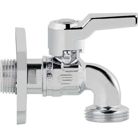Robinet spherique pour machine a laver Star, finition chrome brill. DN15 1/2", sortie DN20 3/4"