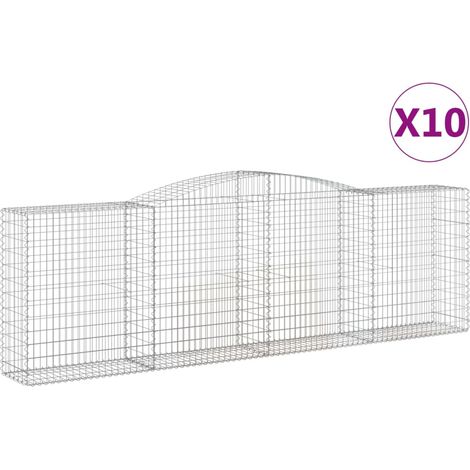 Paniers à gabions arqués 10 pcs  Mur en gabion 400x50x120/140 cm Fer galvanisé