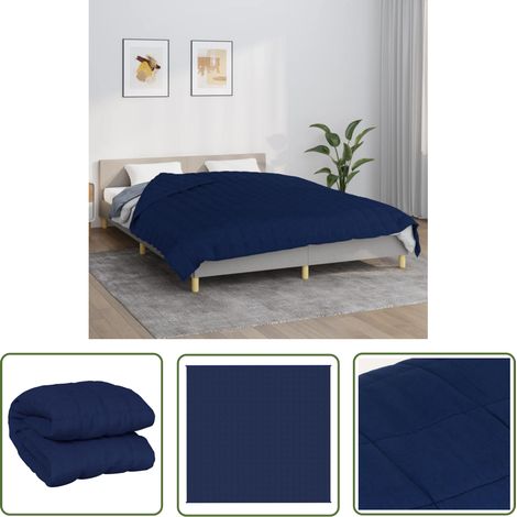 The Living Store Couverture lestée Bleu 220x230 cm 11 kg Tissu - Couverture Lestée - Couverture Poids - Literie - Sommeil Profond - Relaxation (1/5)